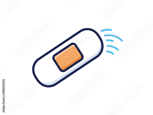 Digital Health Bandage Icon with Wireless Signal Waves.