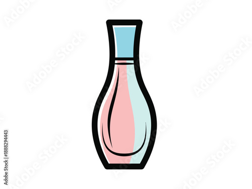 Elegant Perfume Bottle with Soft Pink and Blue Hues.