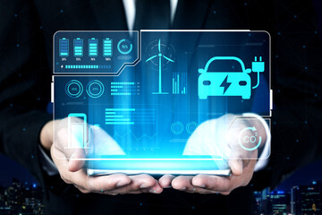 Fotobehang Voertuigen Dashboard voor elektrische voertuigen opladen  © InfiniteFlow