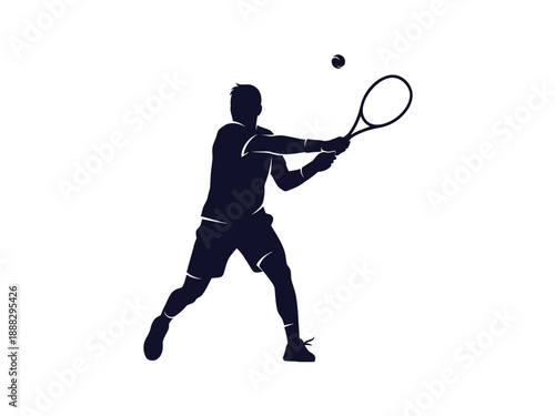 Silhouette of a Tennis Player in Action.