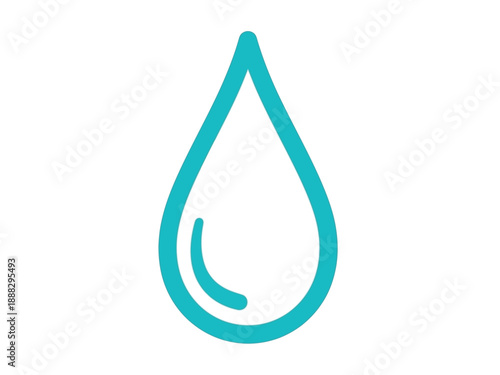 Simple Cyan Water Drop Icon with Inner Curve.