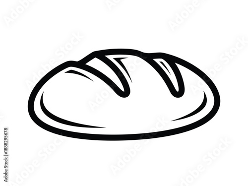 Simple Line Art Illustration of a Loaf of Bread.