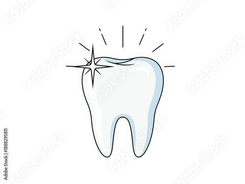 Sparkling Clean Tooth Illustration for Dental Health Concepts.
