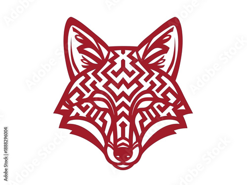 Stylized Red Fox Head with Intricate Geometric Patterns.