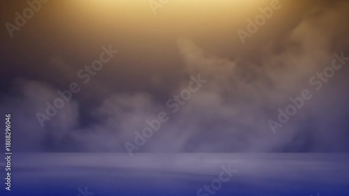 Misty landscape with cloudy sky and sunlight.