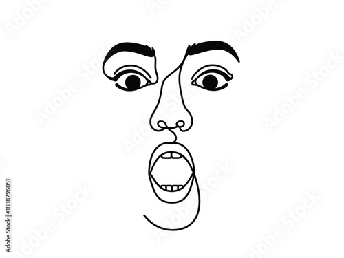 Surprised Face Abstract Line Art Minimalist Design.