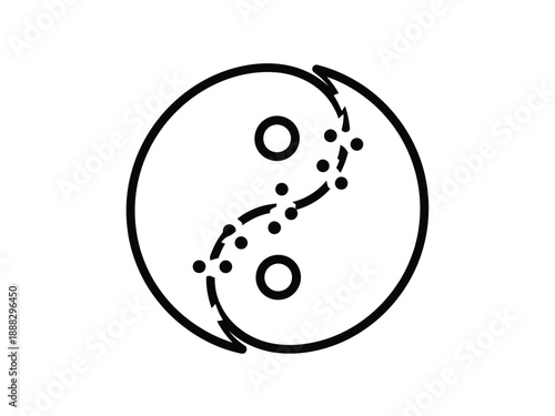Yin Yang Symbol with Dots and Lines.