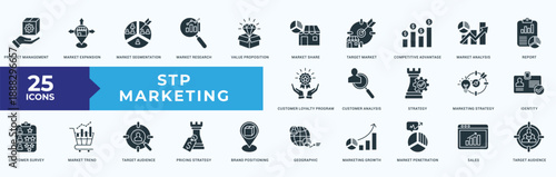 STP Marketing  Icon Set Illustration Vector Glyph Style