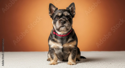 Wallpaper Mural Cute brindle chihuahua puppy sitting indoors with red collar Torontodigital.ca