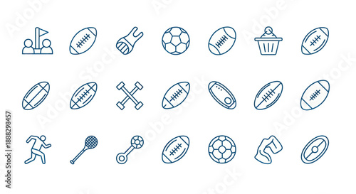 Sport icons vector set featuring diverse athletic equipment and symbols