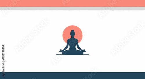 Indian woman practicing yoga in a serene vector illustration set against a sunrise background in India