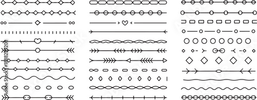 divider line dividers geometric swirl heart arrow ornament set