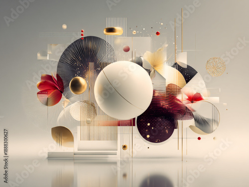 Assorted collection of abstract shapes objects.