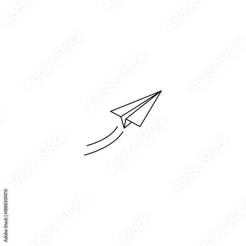 Single line Paper Plane Flying High icon flat vector design.