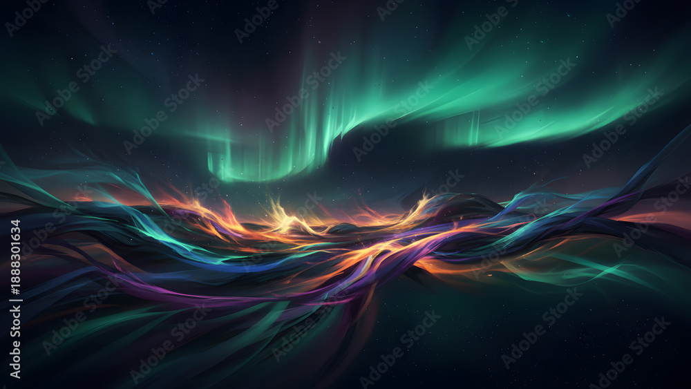 Fototapeta premium Abstract Aurora Borealis Digital Painting