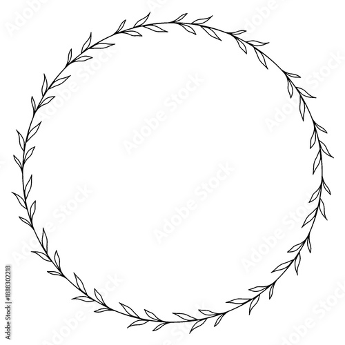 A black circular frame graphic recourse shape of tree's leaves on transparency background 