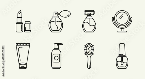 Cosmetics and beauty products icons set illustration isolated design