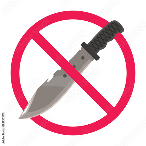 No knife sign, forbidden sharp weapon symbol, knife prohibited icon, do not carry knives sign, do not bring sharp weapons sign
