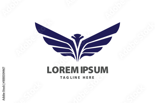 Abstract blue eagle wing silhouette icon Vector logo template