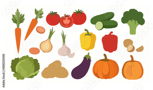 Cute cartoon vegetable characters collection flat vector illustration
