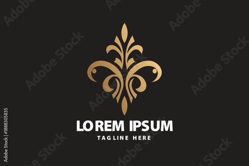 Elegant gold fleur de lis heraldic ornament Vector logo template