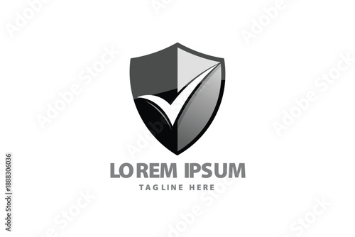 Protective Shield with Check Mark Security Vector logo template