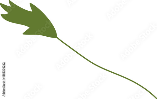 Parsley Leaf On Stem Silhouette