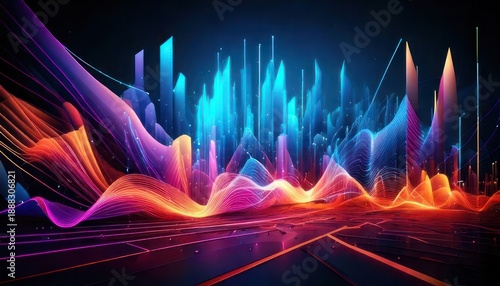 Abstract Data Visualization with Vibrant Colors and Dynamic Lines.
