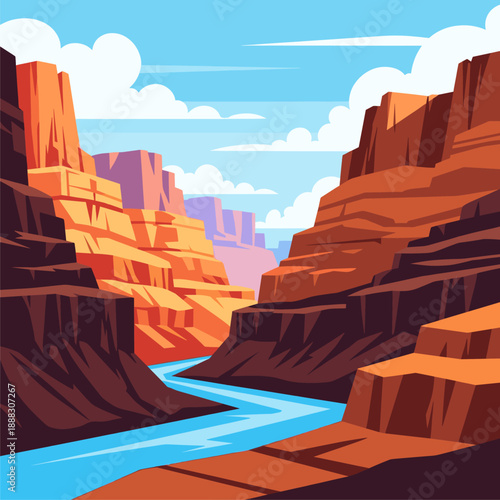 Grand Canyon Landscape: Vibrant Vector Illustration