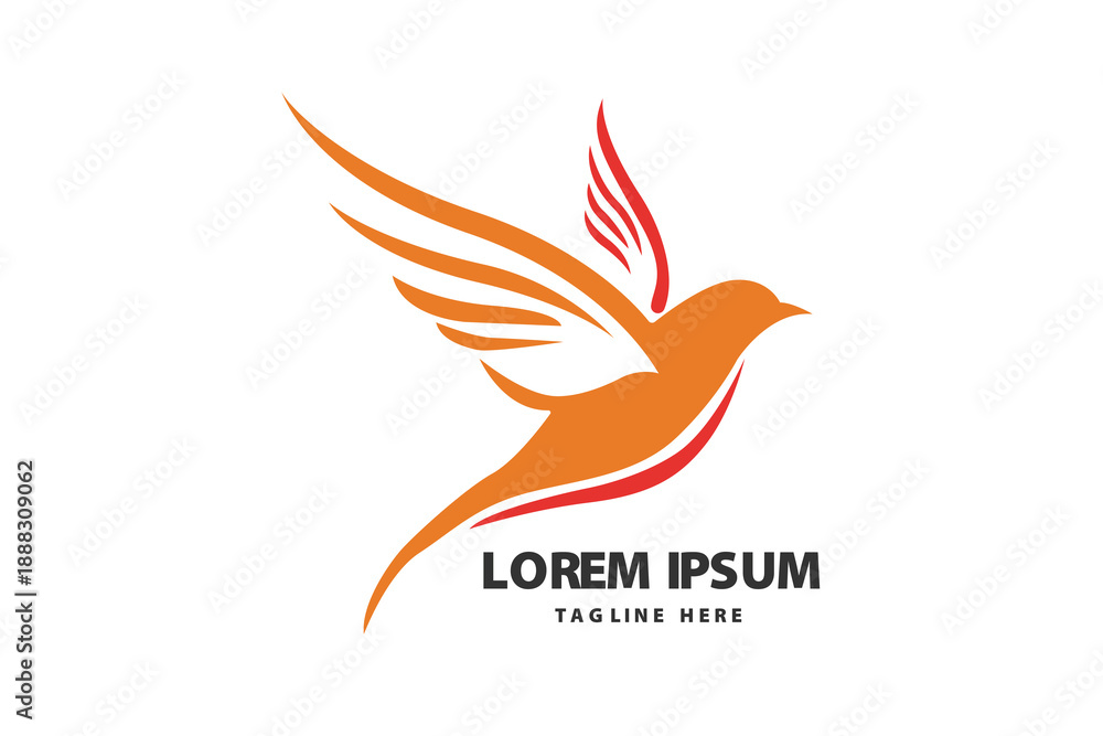 Obraz premium Flying Orange Bird Wing Motion Freedom Vector logo template