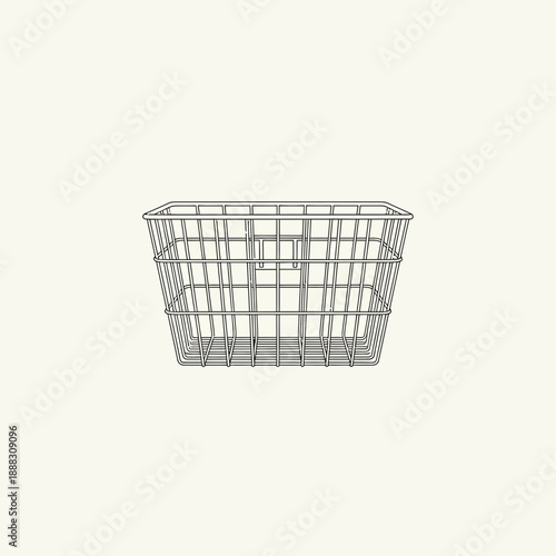 Wire mesh basket object, minimalist design, isolated on neutral background