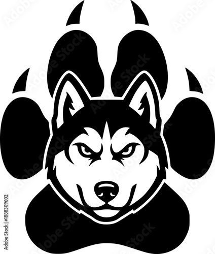 husky dog paw icon vector