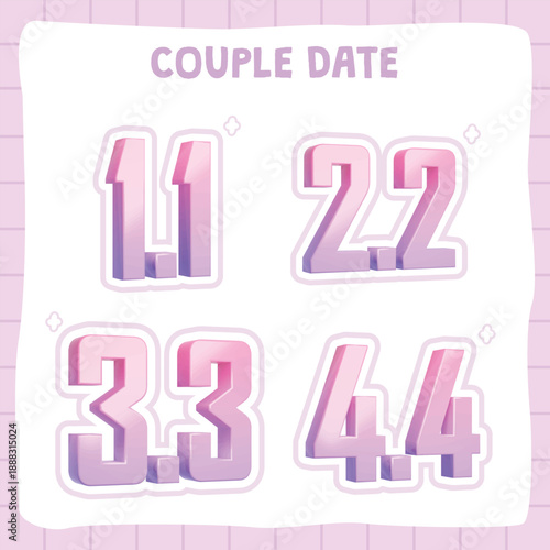 Cute Pastel Special Date Numbers Set for Couple and Promotion Events