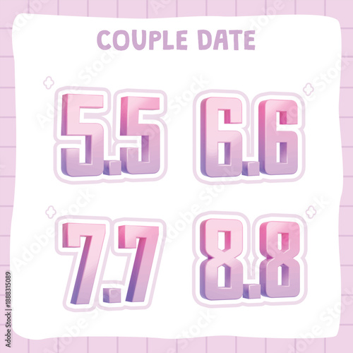 Cute Pastel Special Date Numbers Set for Couple and Promotion Events