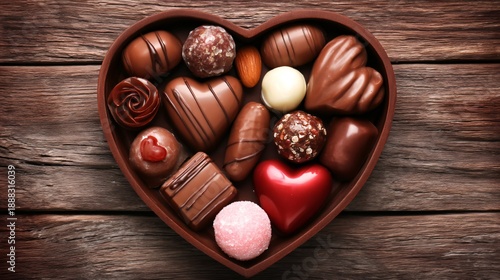 valentines candy assortment, heart shaped chocolates, sweet romance theme