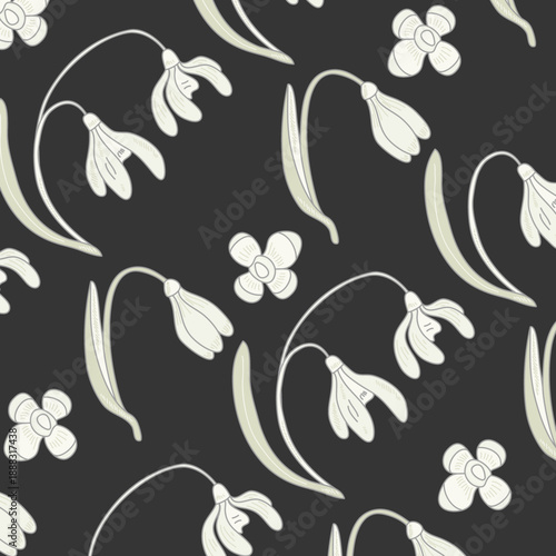 Snowdrop Pattern Seamless Background