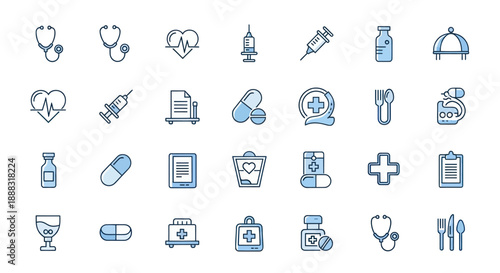 Medical icons health treatment and healthcare illustrations
