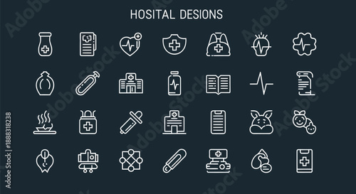 Medical icons healthcare hospital and diagnostics on dark background