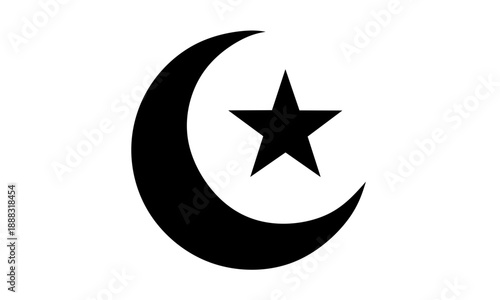  crescent moon and star. Islamic symbol