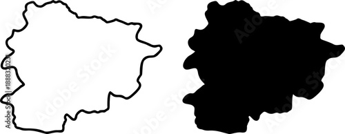 Andorra country border map outline and silhouette vector graphic isolated image decal