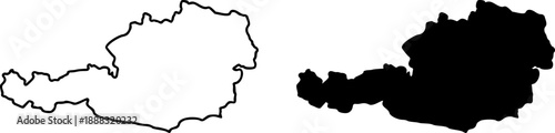 Austria country border map outline and silhouette vector graphic isolated image decal
