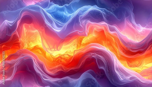 Vibrant abstract background with swirling colors and fluid shapes.