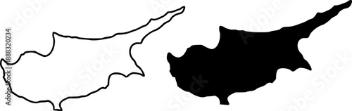 Cyprus country border map outline and silhouette vector graphic isolated image decal