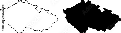 Czechia country border map outline and silhouette vector graphic isolated image decal