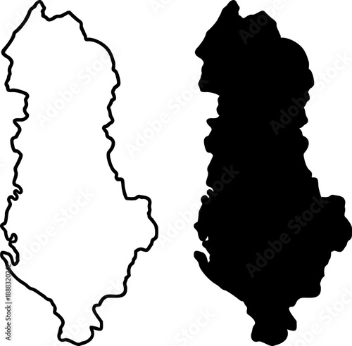 Albania country border map outline and silhouette vector graphic isolated image decal
