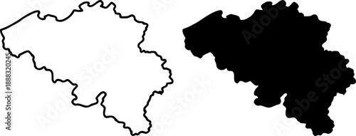 Belgium country border map outline and silhouette vector graphic isolated image decal