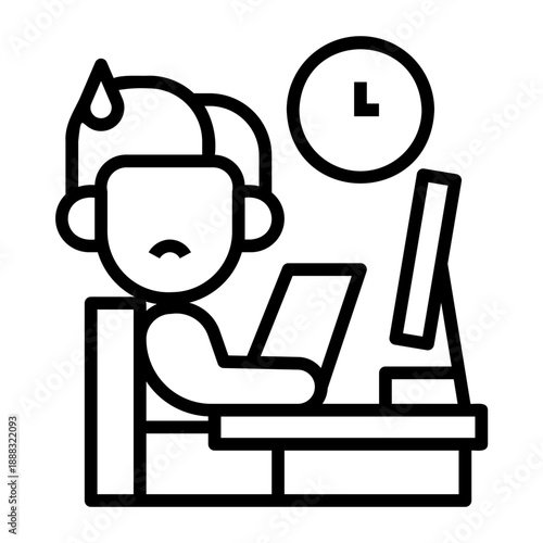 workaholic Line Icon