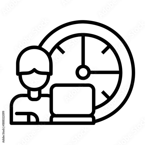 workaholic Line Icon