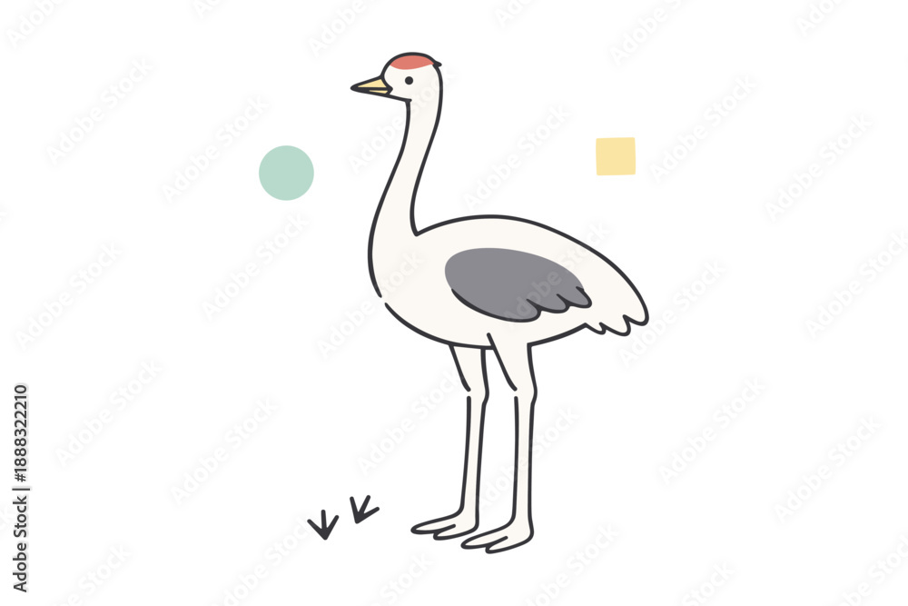 Fototapeta premium Minimalist illustration of a stylized crane with simple shapes