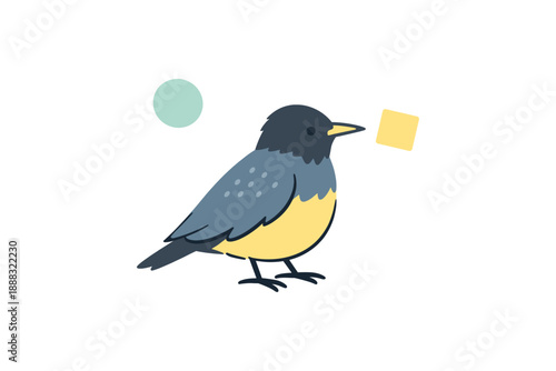 Colorful simplistic bird illustration with geometric shapes